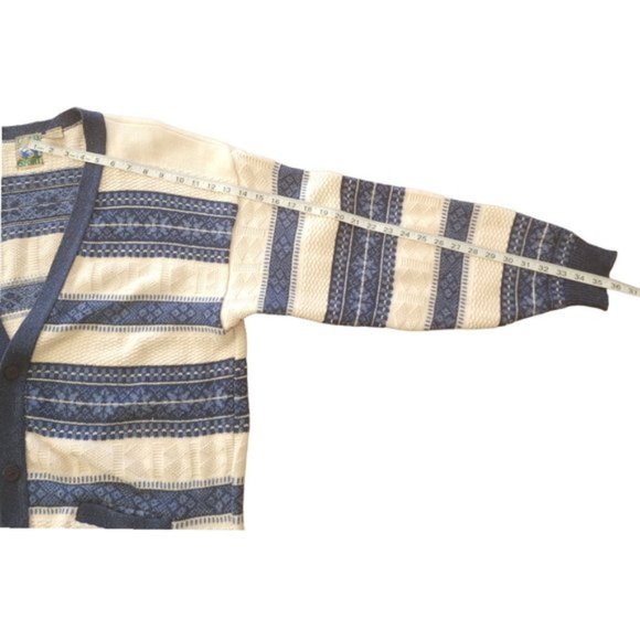 Vintage TT&Co blue and cream oversized chunky cardigan - Picture 9 of 12